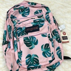monstera palm leaves jansport backpack